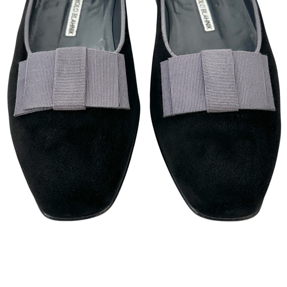 Manolo Blahnik Black Suede Black Tie Opera Pumps Loafers Formal Dress Shoes sz 9 - Picture 5 of 11